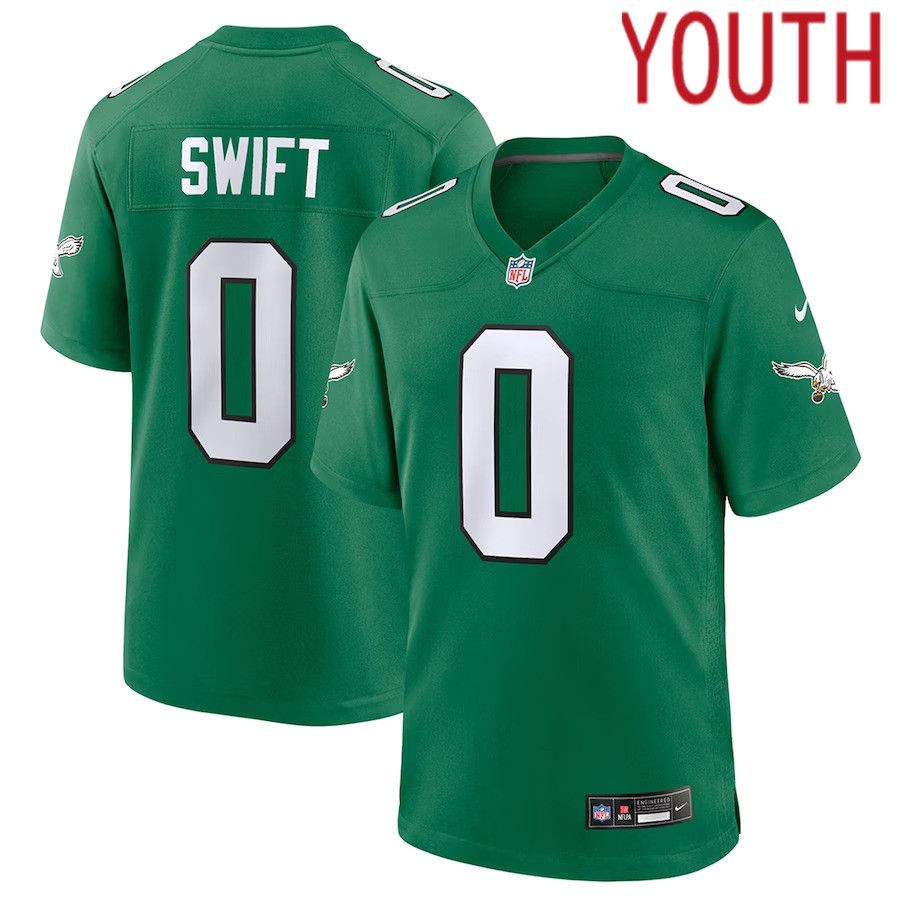 Youth Philadelphia Eagles #0 DAndre Swift Nike Kelly Green Alternate Player Game NFL Jersey